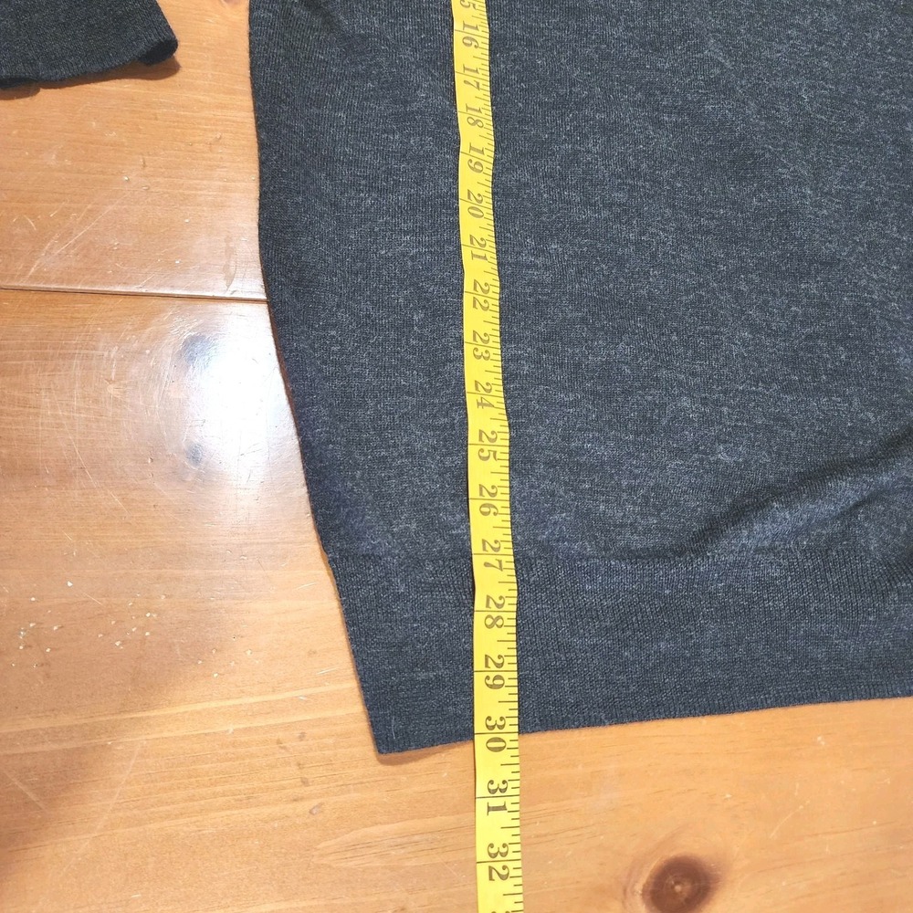 Alan Flusser Sweater Mens Large Gray Purple V Neck Merino Wool Blend Lightweight - Picture 9 of 13
